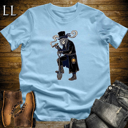 Graveyard Gravedigger Cigar T-Shirt Light Blue | Halloween Cigar Shirt