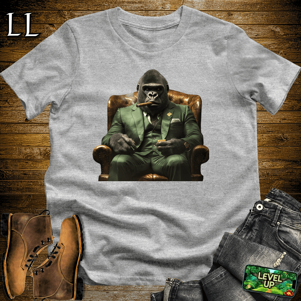 Green Suit Cigar Gorilla Sport Grey | Gorilla Graphic Tee
