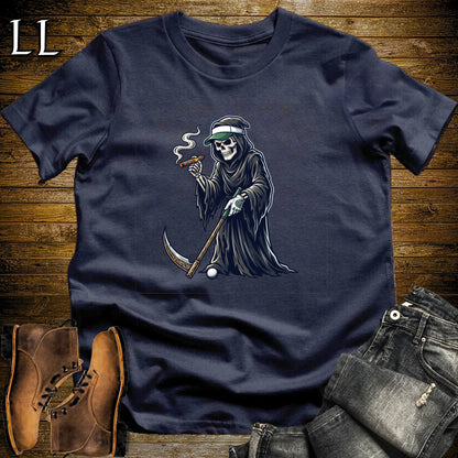 Grim Reaper Golf Links Cigar T-Shirt Navy | Cigar Golf Gift Shirt
