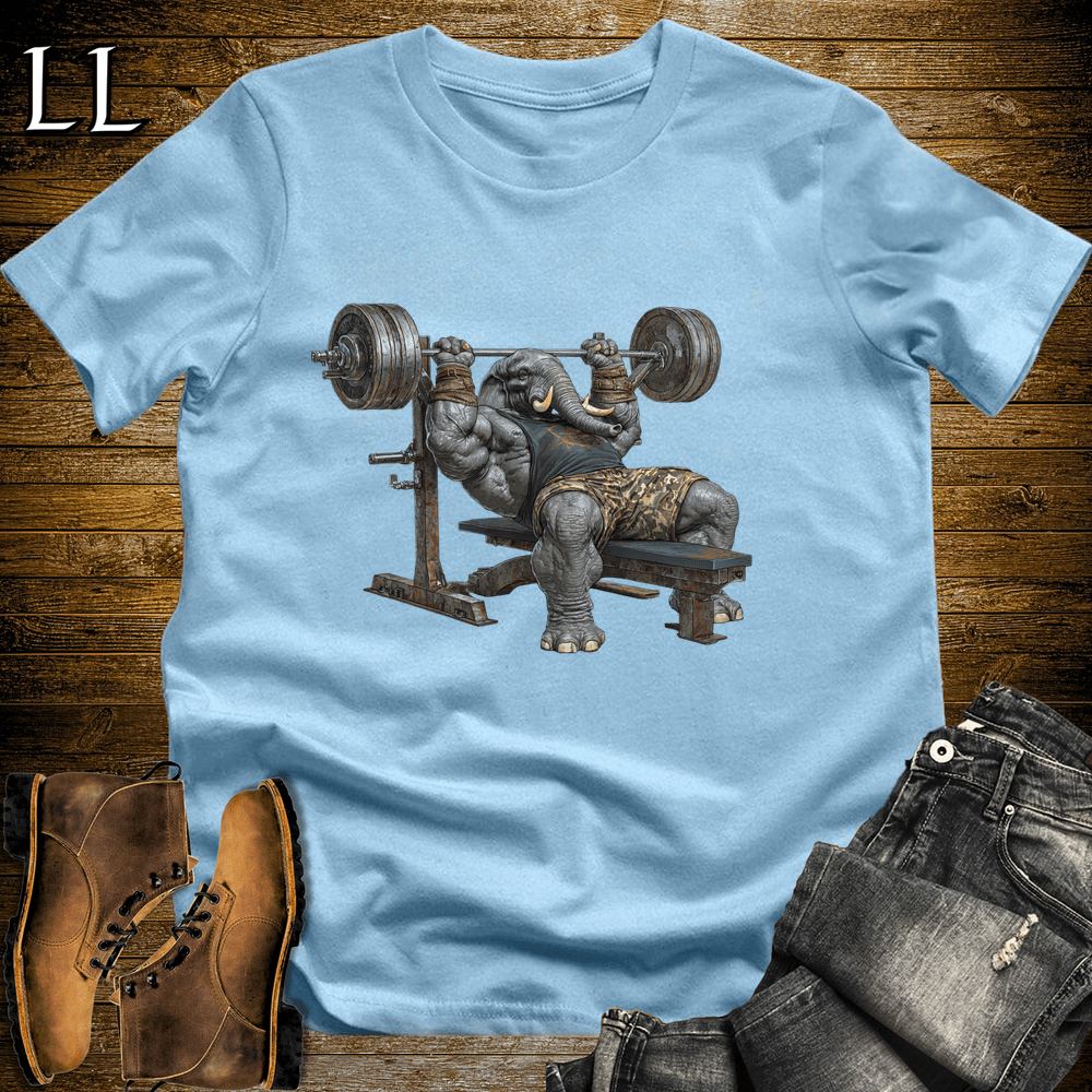Bench Press Black Elephant Light Blue | Strength Tee