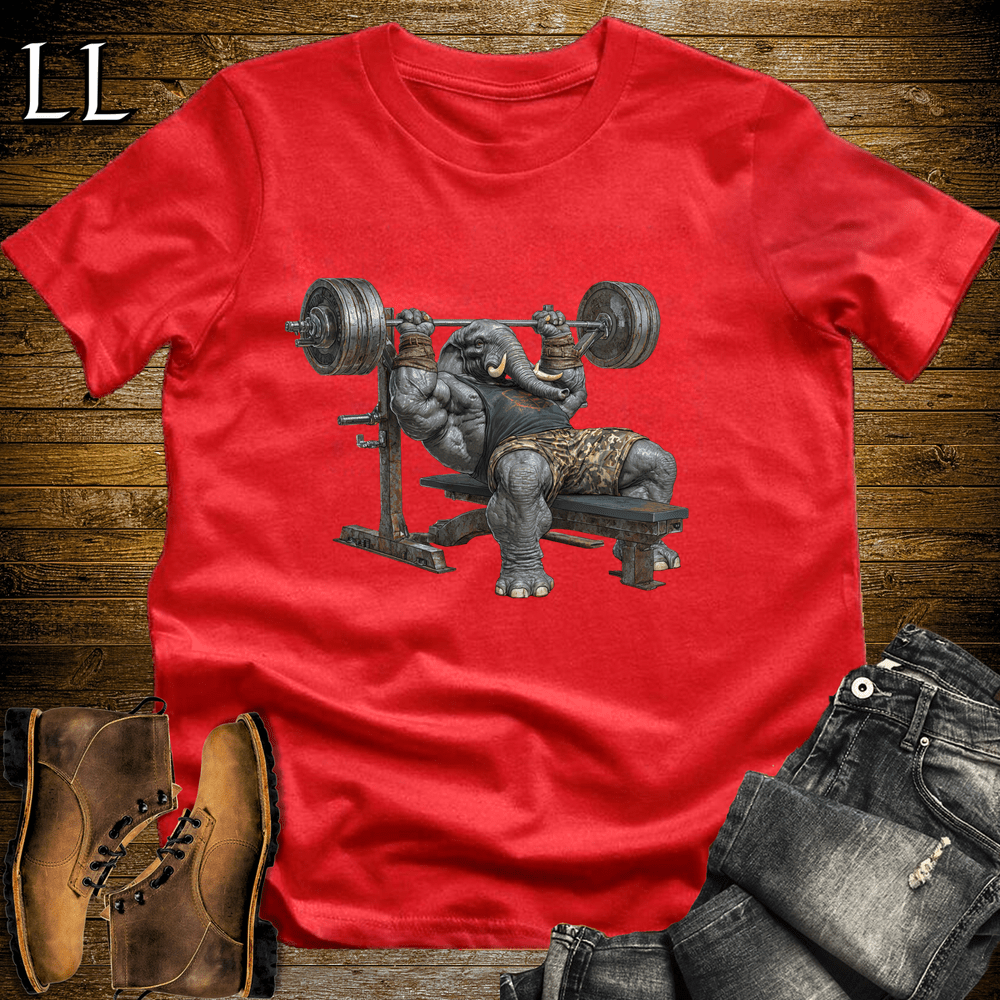 Bench Press Black Elephant Red | Strength Tee