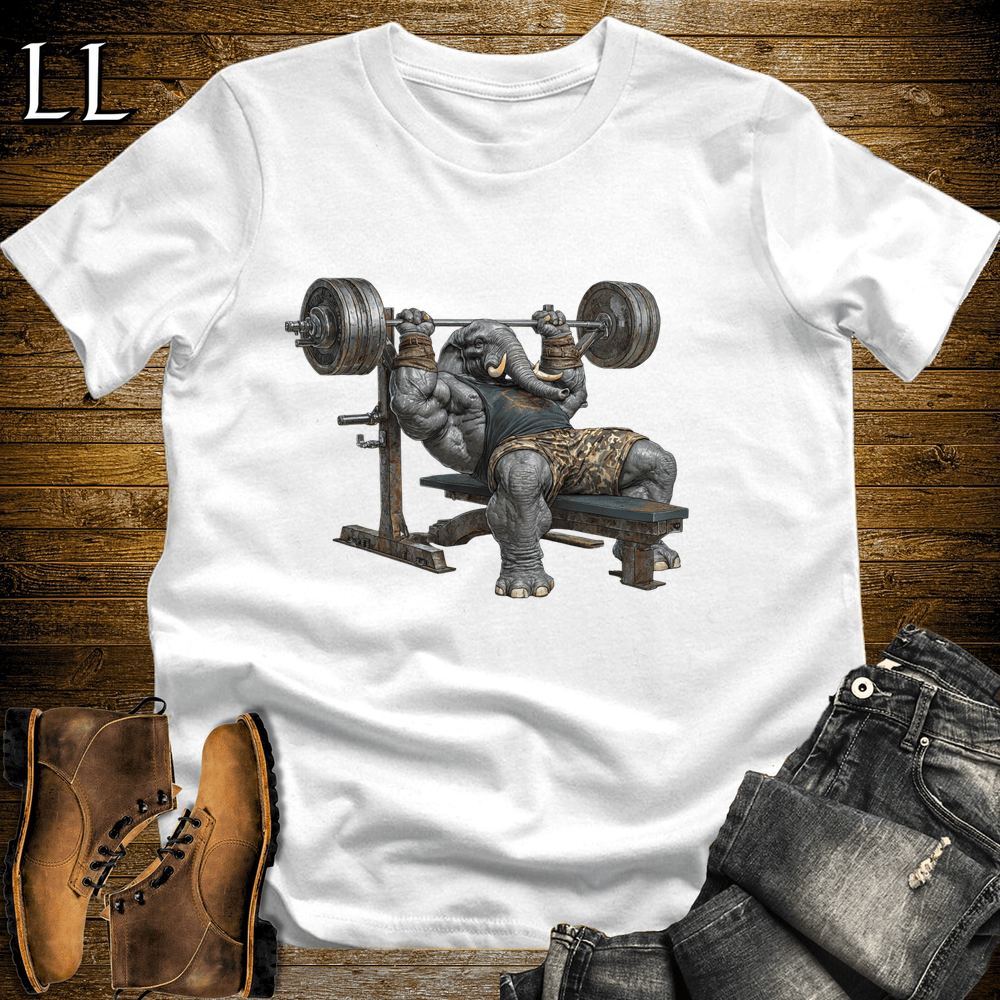 Bench Press Black Elephant White | Strength Tee