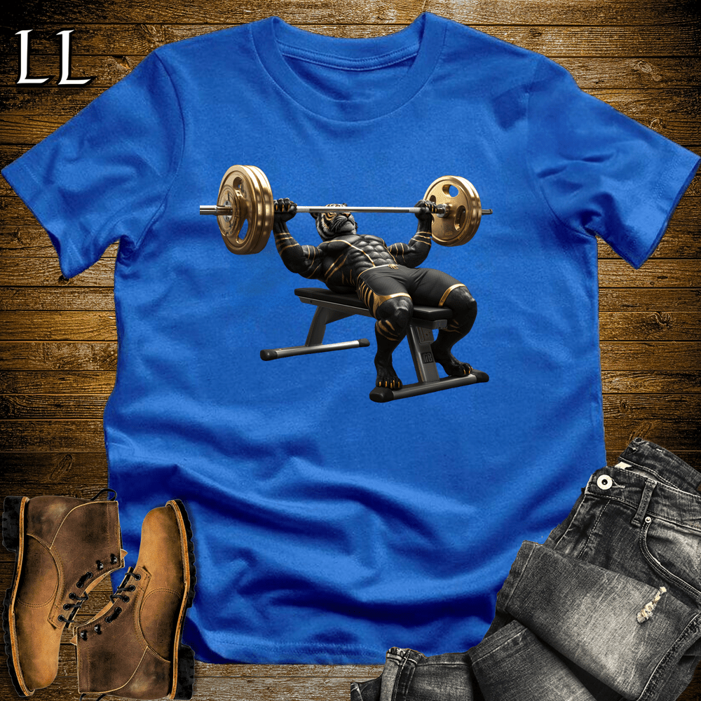 Gym Beast Bench Press Black Tiger Royal Blue | Chest Tee