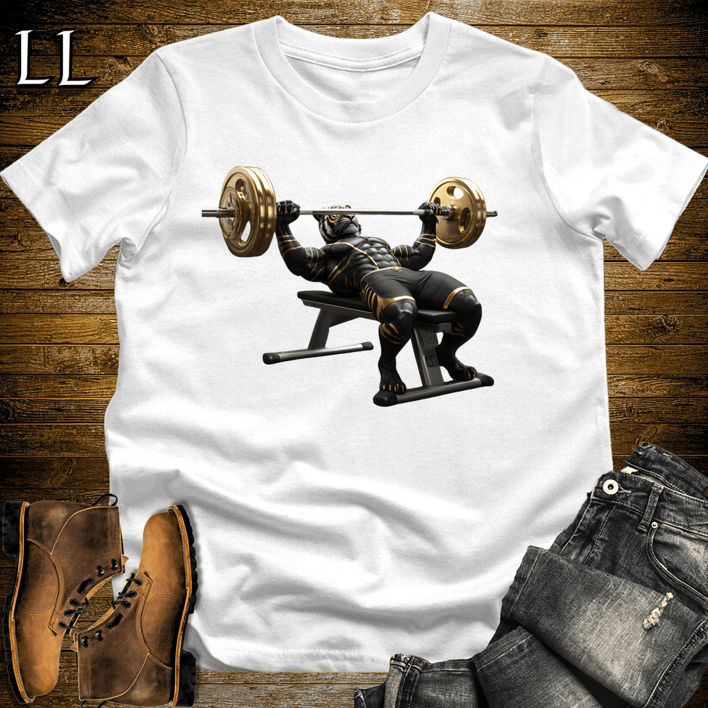 Gym Beast Bench Press Black Tiger White | Chest Tee