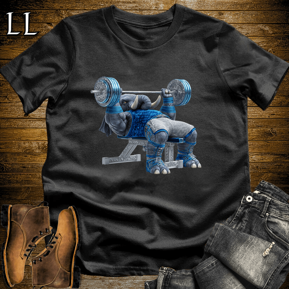 Gym Beast Bench Press Blue Elephant Black | Strength Training Tee