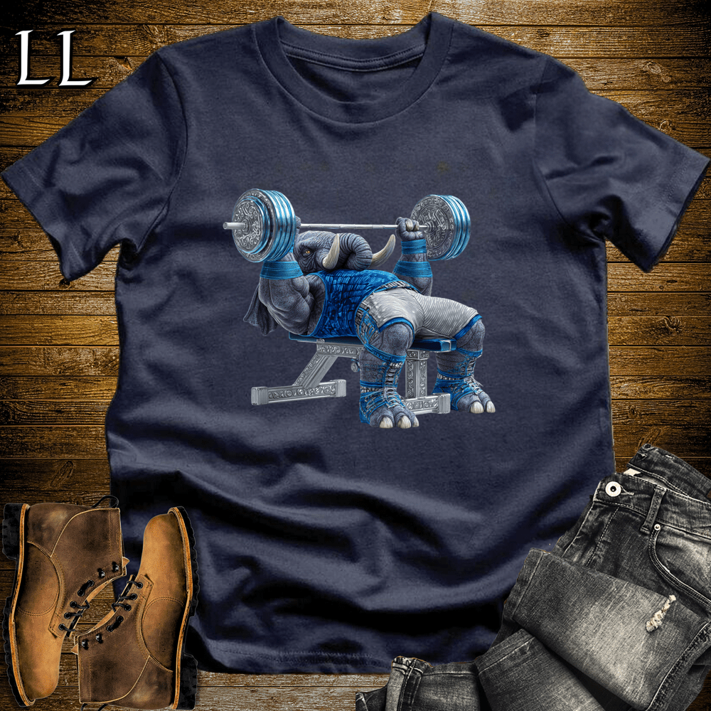Gym Beast Bench Press Blue Elephant Navy | Strength Training Tee