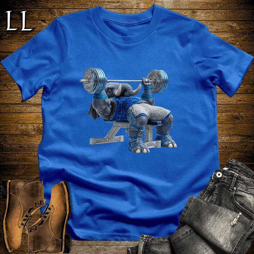 Gym Beast Bench Press Blue Elephant Royal | Strength Training Tee