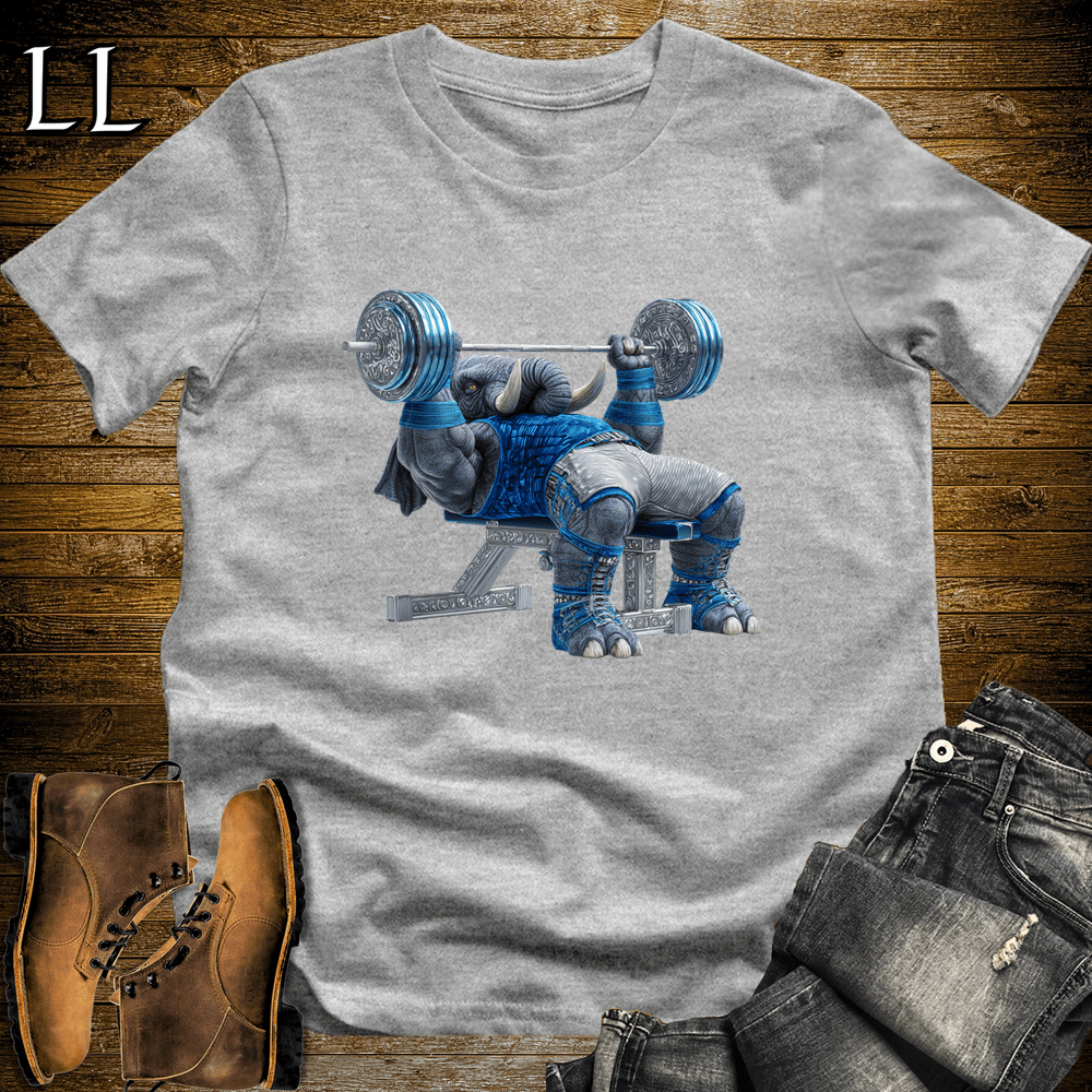 Gym Beast Bench Press Blue Elephant Sport Grey | Strength Training Tee