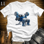Gym Beast Bench Press Blue Elephant White | Strength Training Tee