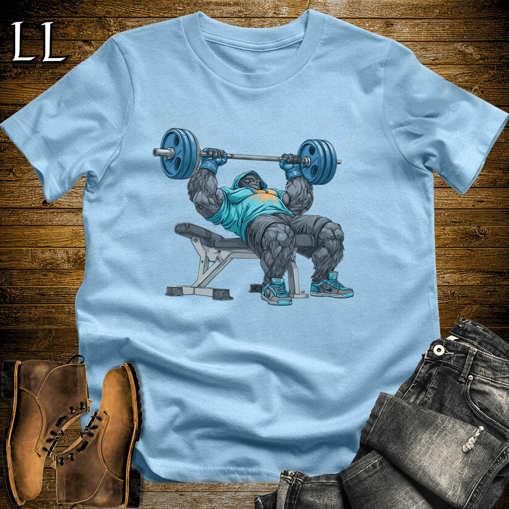Bench Press Blue Gorilla Light Blue | Chest Strength Tee