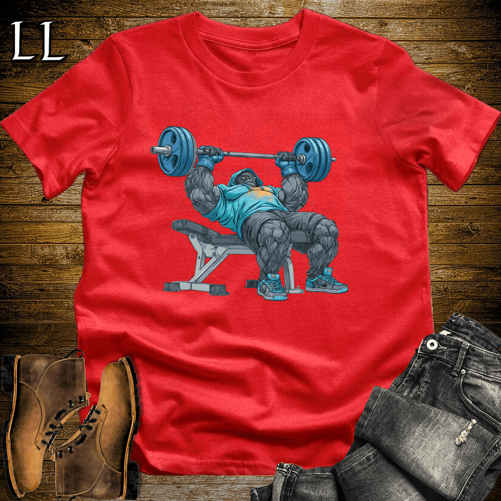 Bench Press Blue Gorilla Red | Chest Strength Tee