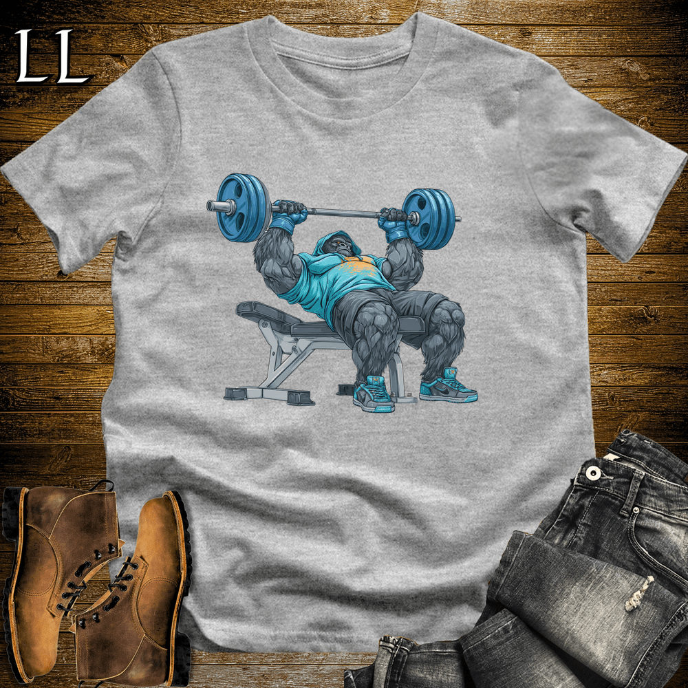 Bench Press Blue Gorilla Sport Grey | Chest Strength Tee