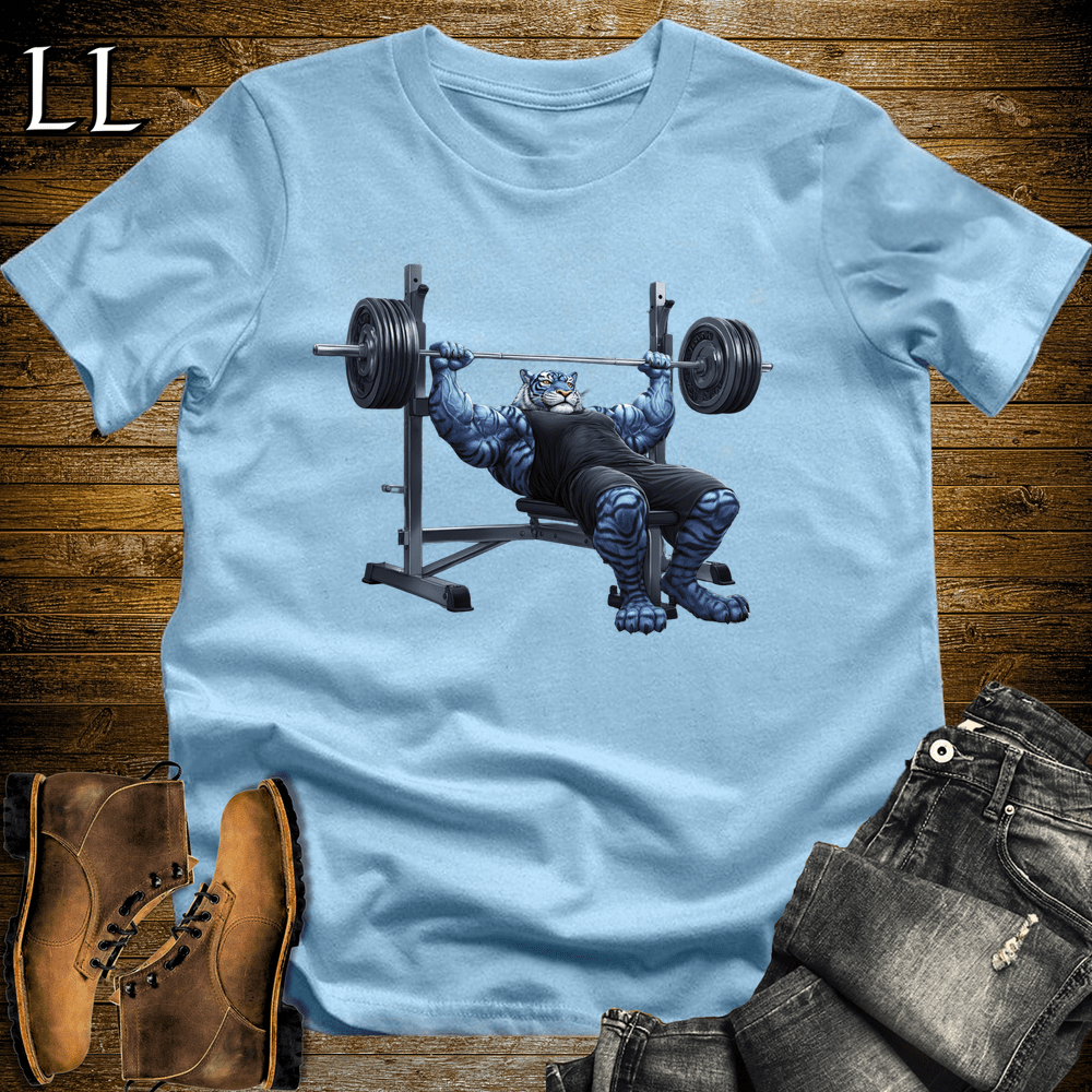 Bench Press Blue Tiger Light Blue | Chest Tee
