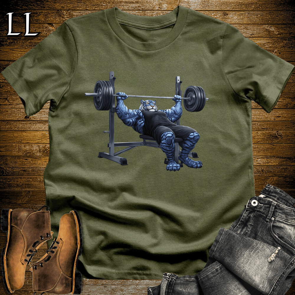 Bench Press Blue Tiger Military Green | Chest Tee