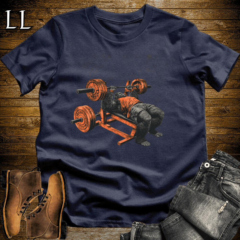 Gym Beast Bench Press Orange Gorilla Navy | Lift Tee