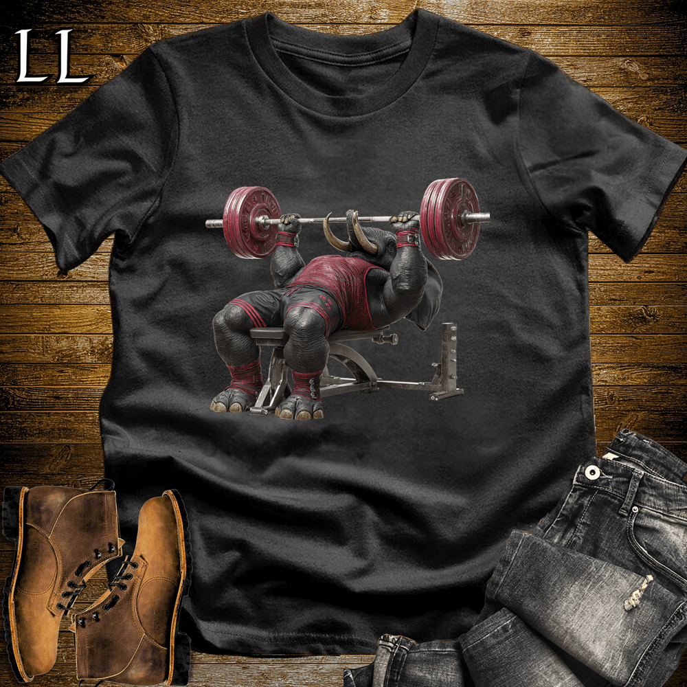 Gym Beast Bench Press Red Elephant Black | Chest Tee