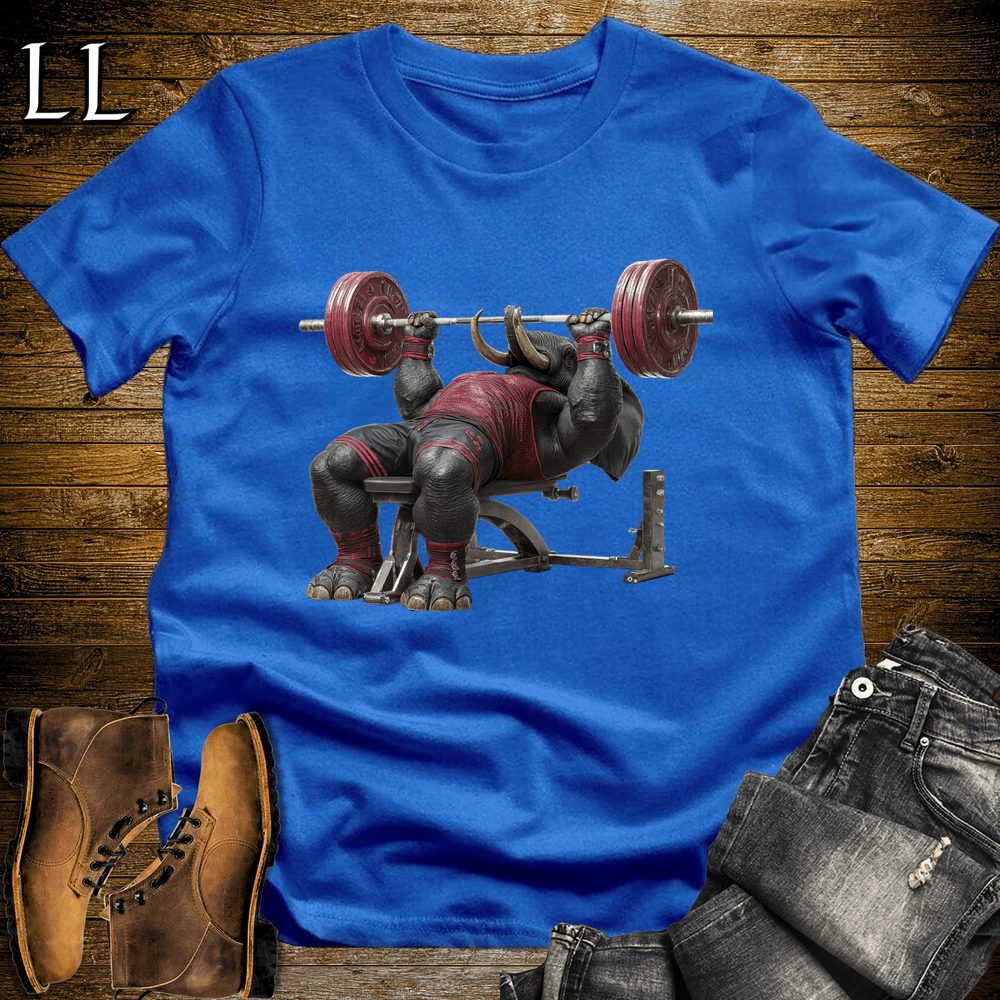 Gym Beast Bench Press Red Elephant Royal Blue | Chest Tee