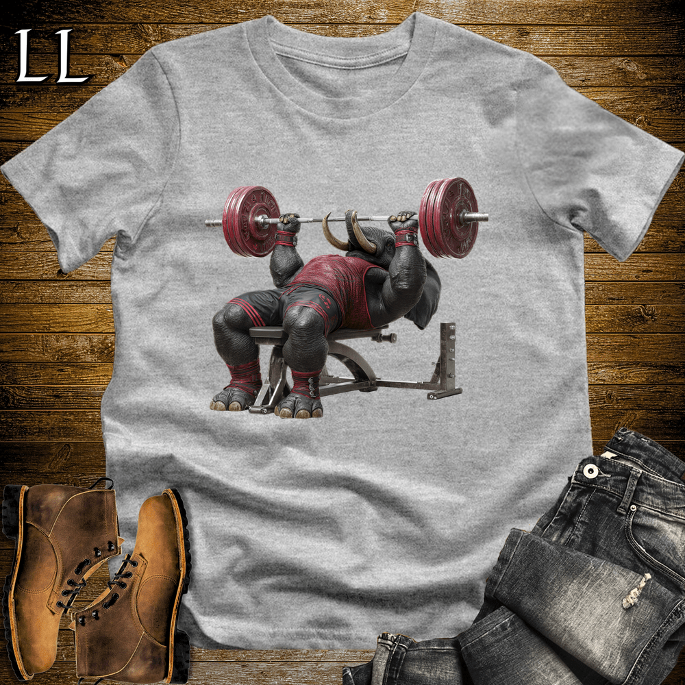 Gym Beast Bench Press Red Elephant Sport Grey | Chest Tee