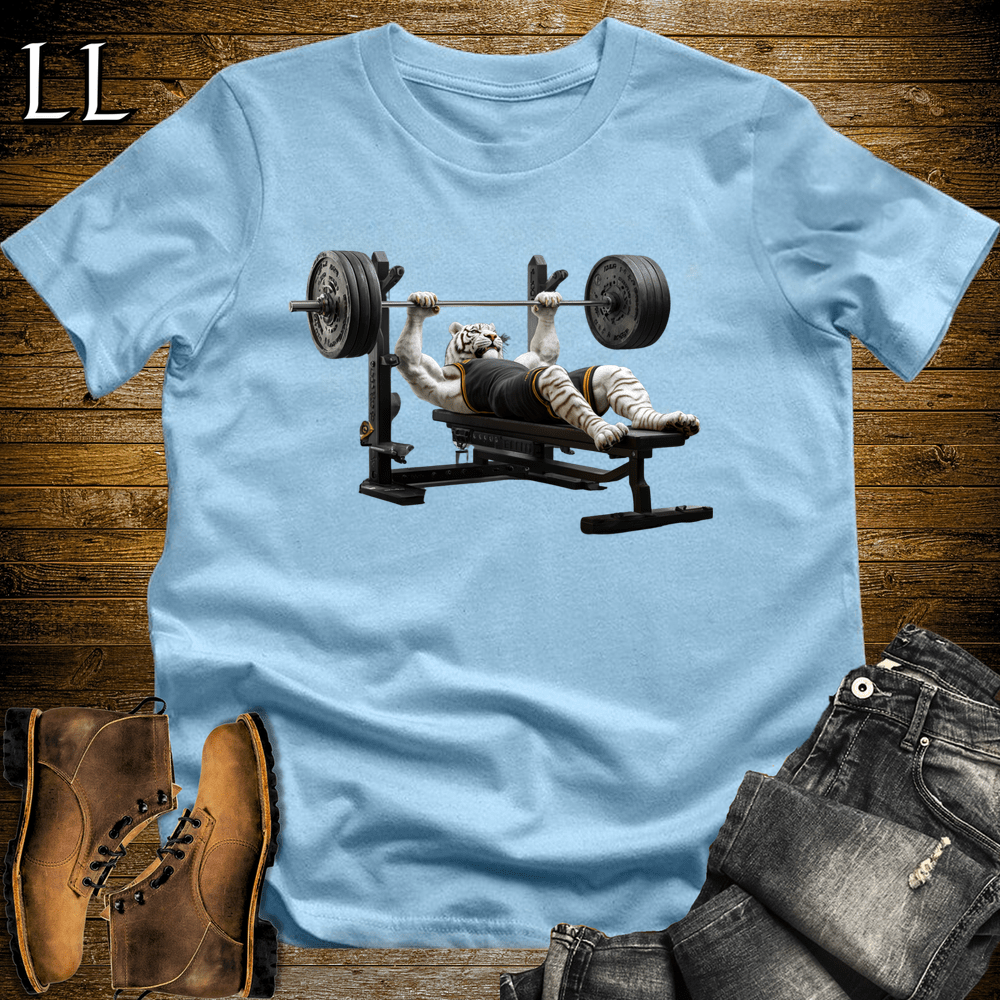 Gym Beast Bench Press Siberian Tiger Light Blue | Wild Beast Tee