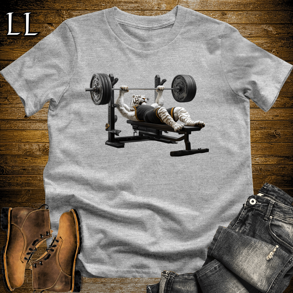 Gym Beast Bench Press Siberian Tiger Sport Grey | Wild Beast Tee