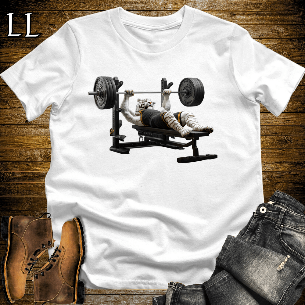 Gym Beast Bench Press Siberian Tiger White | Wild Beast Tee