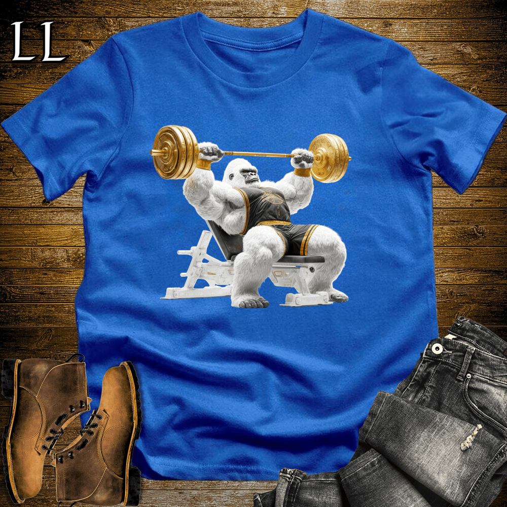 Gym Beast Bench Press White Gorilla Royal | Gym Shirt