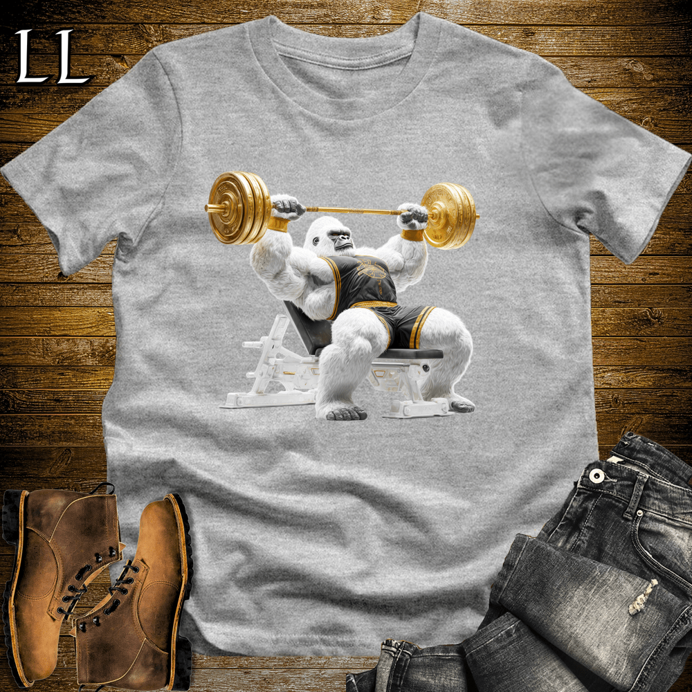 Gym Beast Bench Press White Gorilla Sport Grey | Gym Shirt