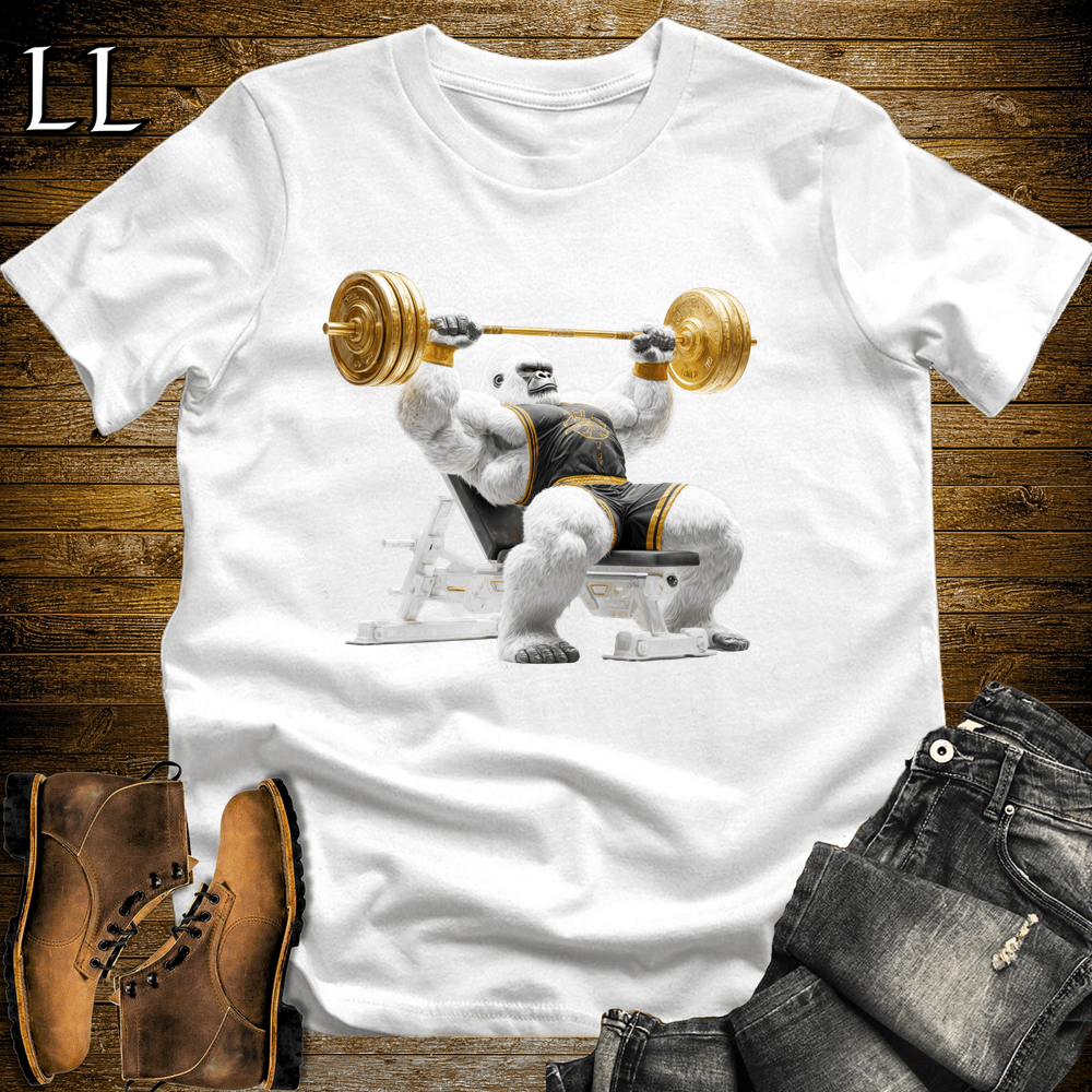 Gym Beast Bench Press White Gorilla White | Gym Shirt