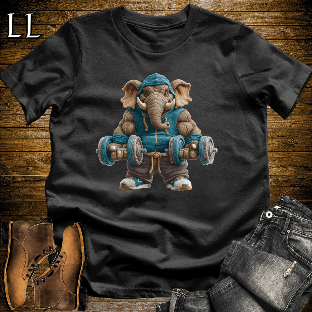 Bicep Curl Aqua Elephant Black | Arms Tee
