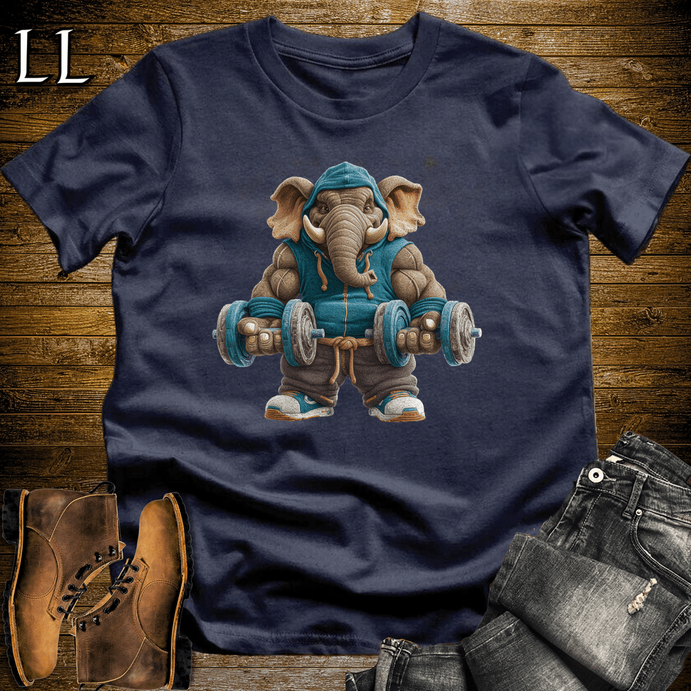 Bicep Curl Aqua Elephant Navy | Arms Tee