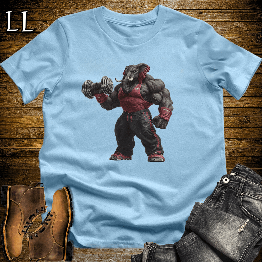 Bicep Curl Black Elephant Light Blue | Arm Training Tee