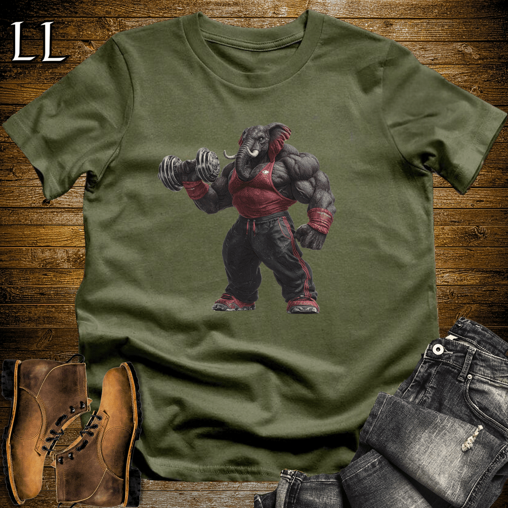 Bicep Curl Black Elephant Military Green | Arm Training Tee