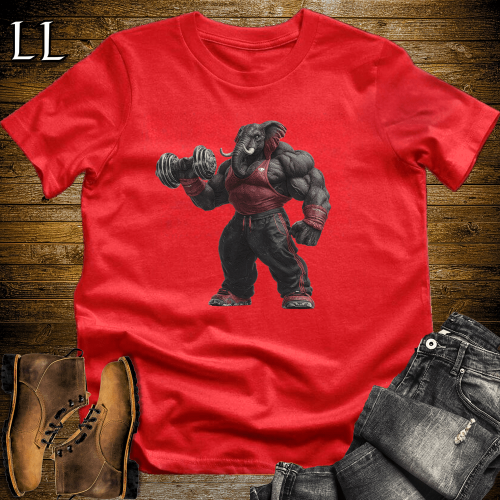 Bicep Curl Black Elephant Red | Arm Training Tee
