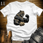 Gym Beast Bicep Curl Black Tiger White | Strength Shirt