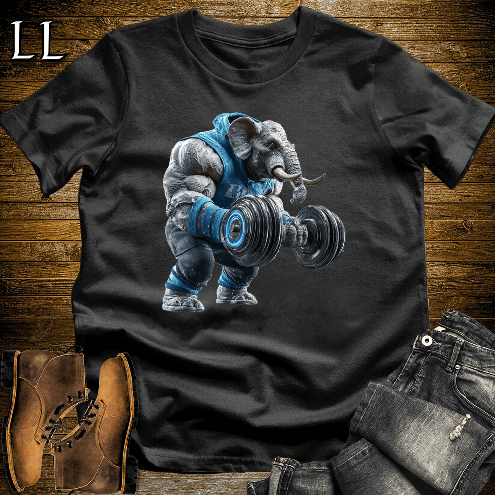 Bicep Curl Blue Elephant Black | Arm Strength Tee