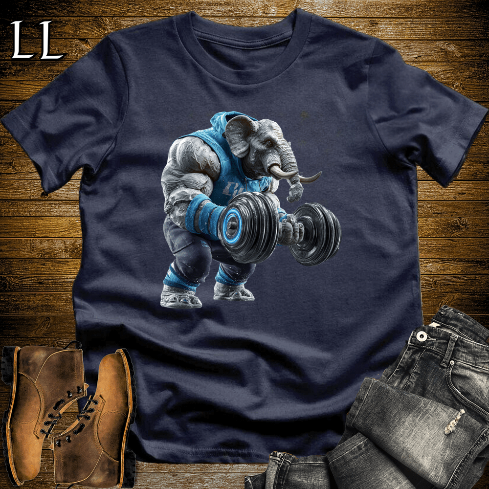Bicep Curl Blue Elephant Navy | Arm Strength Tee