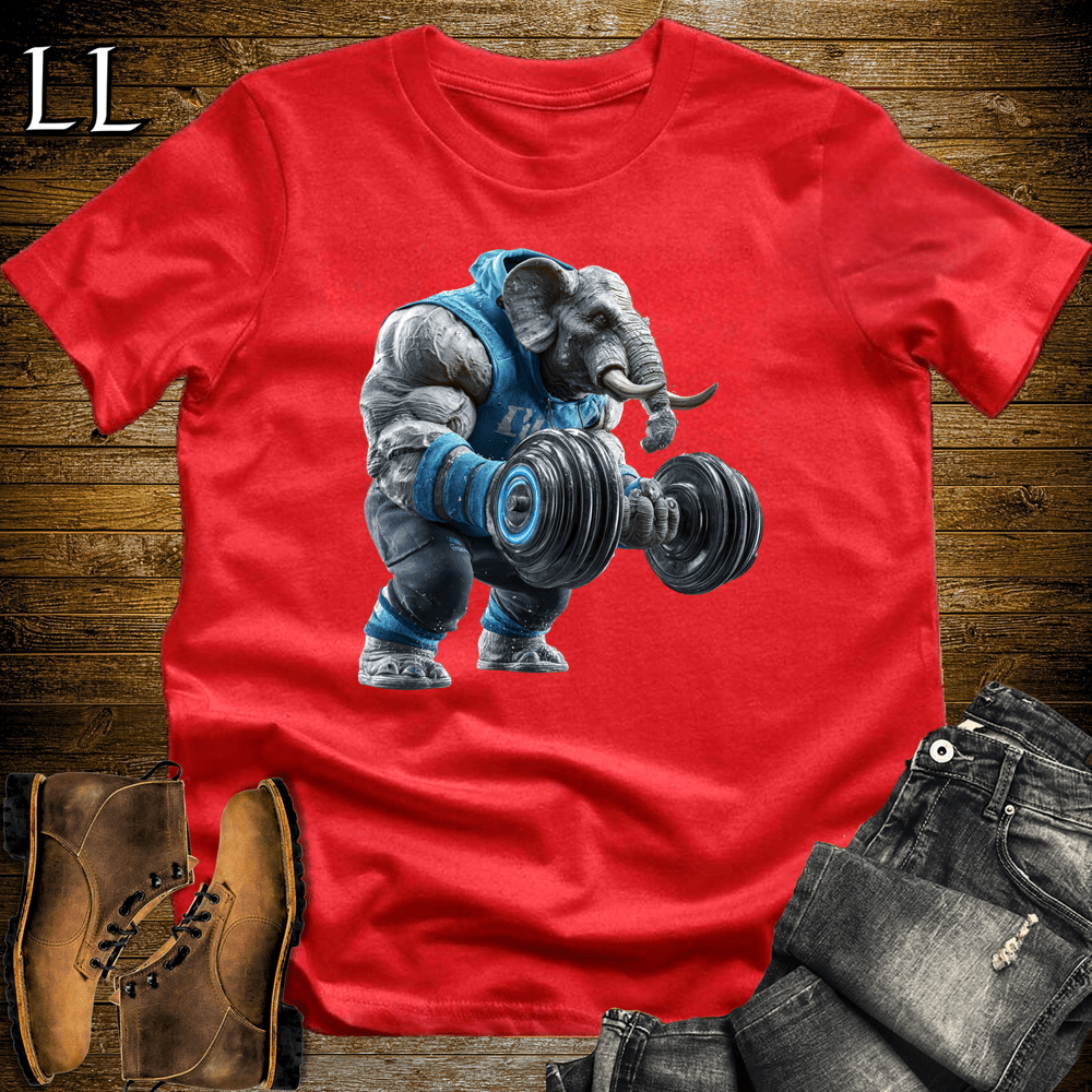 Bicep Curl Blue Elephant Red | Arm Strength Tee