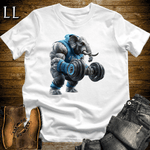 Bicep Curl Blue Elephant White | Arm Strength Tee