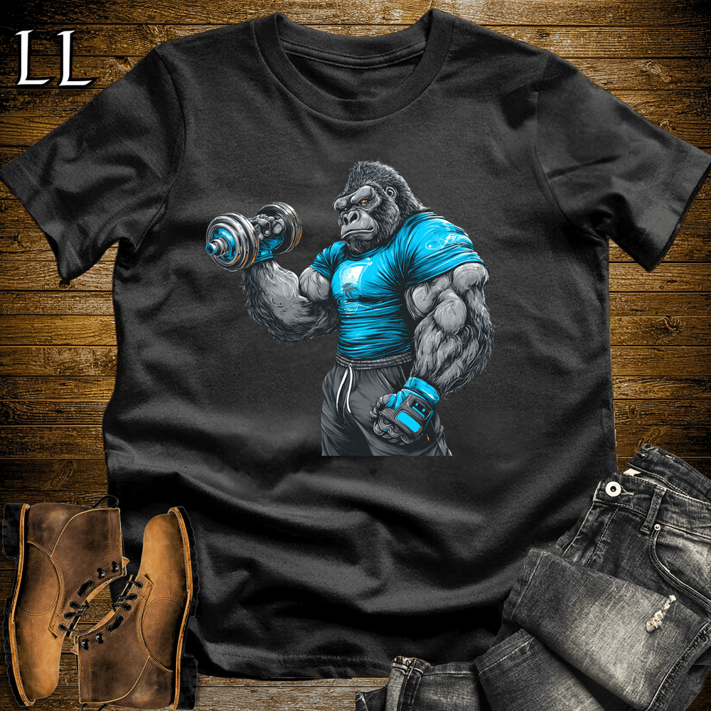 Gym Beast Bicep Curl Blue Gorilla Black | Gym Beast Tee