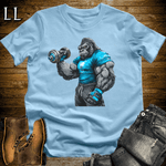 Gym Beast Bicep Curl Blue Gorilla Light Blue | Gym Beast Tee