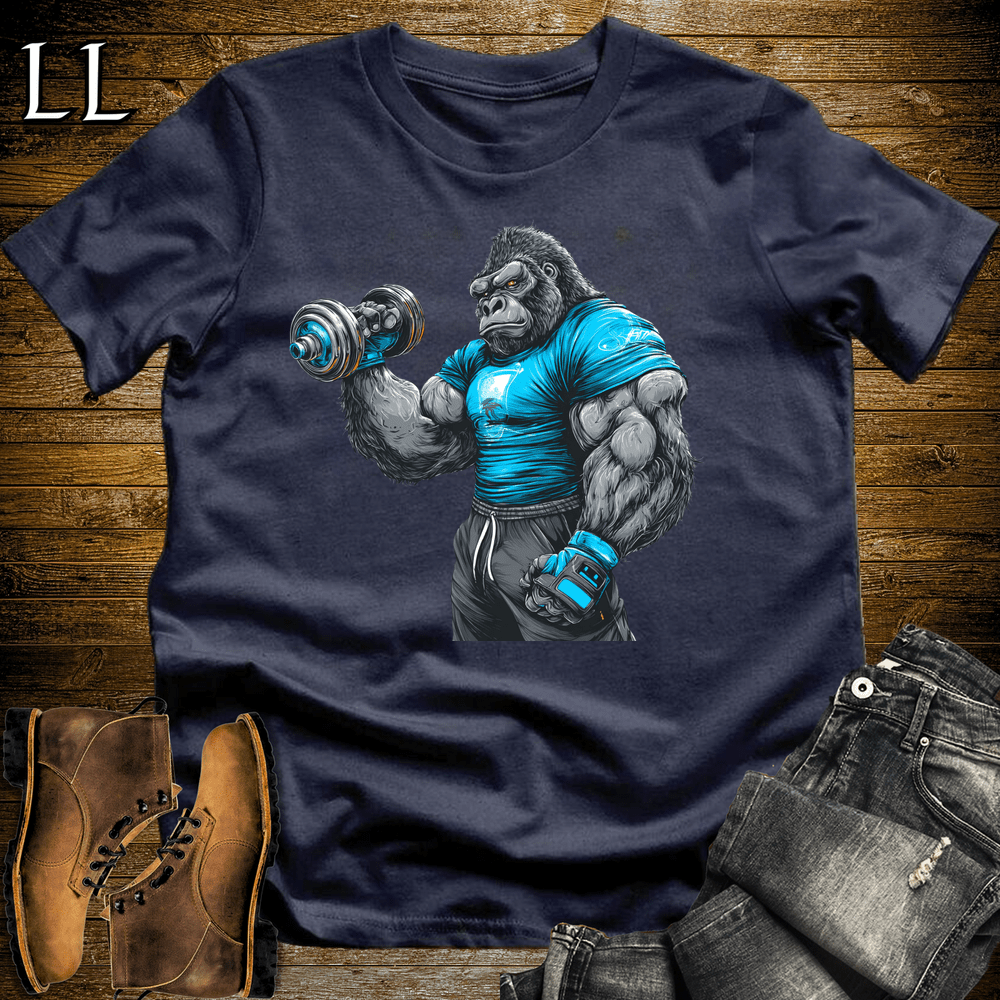 Gym Beast Bicep Curl Blue Gorilla Navy | Gym Beast Tee
