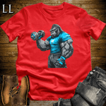 Gym Beast Bicep Curl Blue Gorilla Red | Gym Beast Tee
