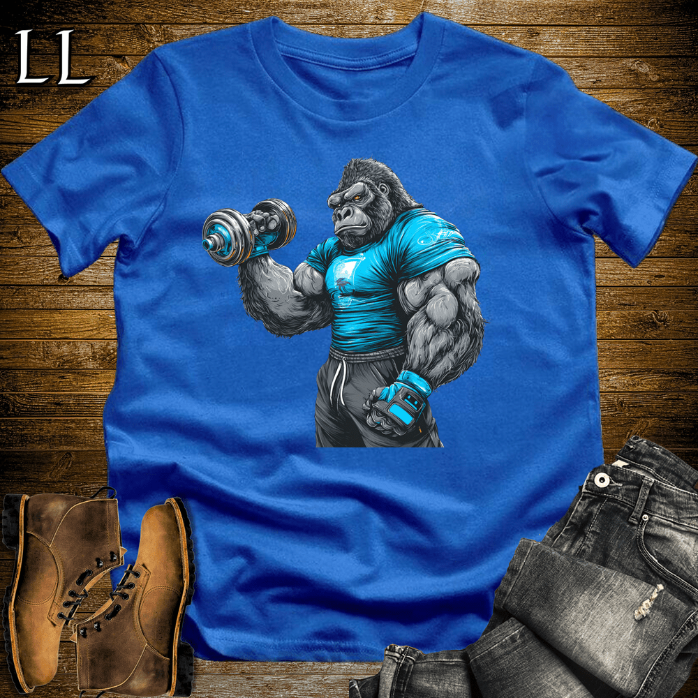 Gym Beast Bicep Curl Blue Gorilla Royal Blue | Gym Beast Tee