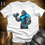 Gym Beast Bicep Curl Blue Gorilla White | Gym Beast Tee