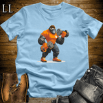 Gym Beast Bicep Curl Orange Gorilla Light Blue | Workout Tee