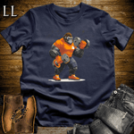 Gym Beast Bicep Curl Orange Gorilla Navy | Workout Tee