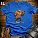 Gym Beast Bicep Curl Orange Gorilla Royal | Workout Tee