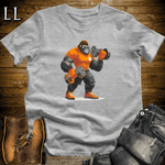 Gym Beast Bicep Curl Orange Gorilla Sport Grey | Workout Tee