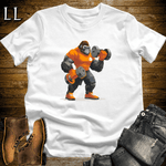 Gym Beast Bicep Curl Orange Gorilla White | Workout Tee