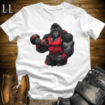 Gym Beast Bicep Curl Red Gorilla White | Strength Tee